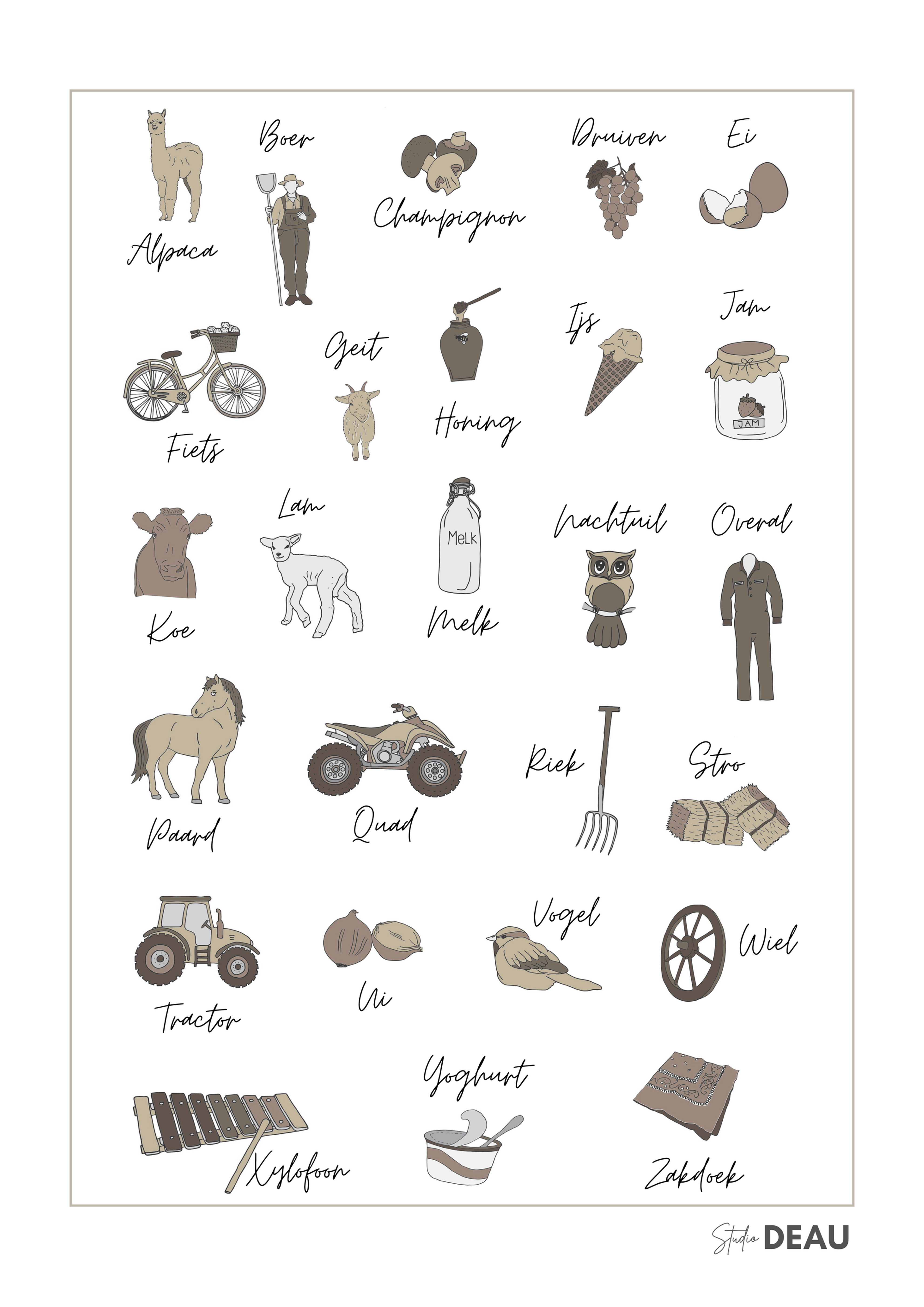 Alfabet poster thema: Boerderij