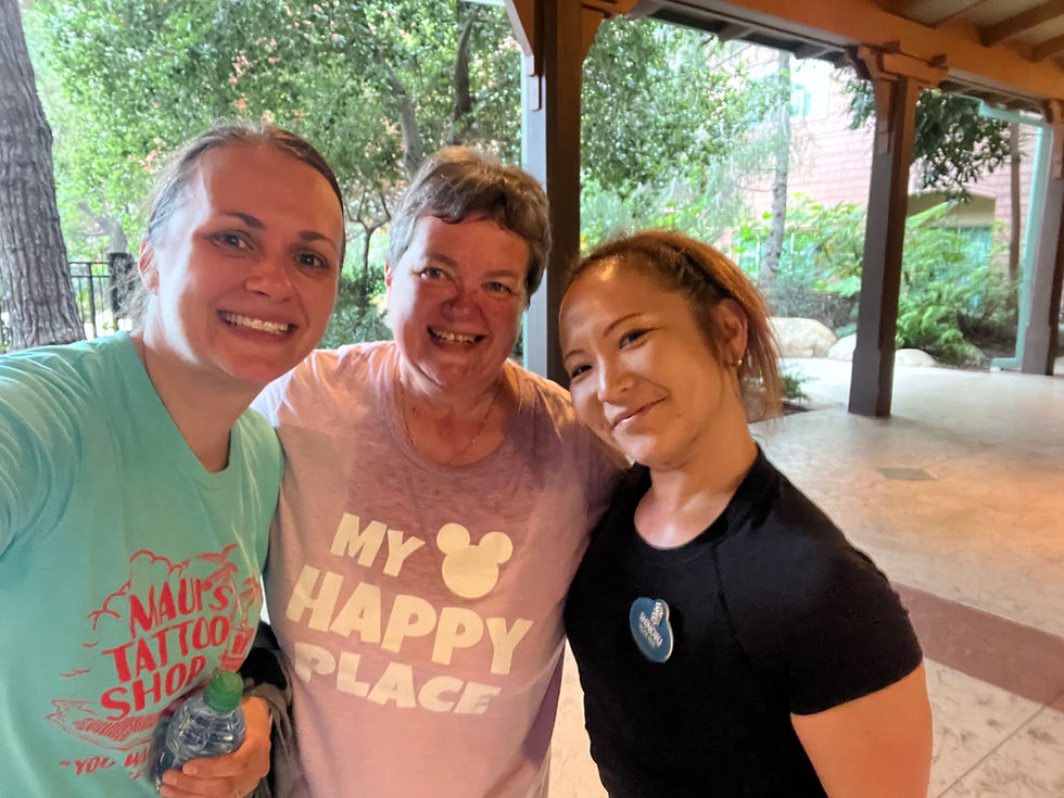 Mom and I  with Shinobu after a fitness class at Disneyland.