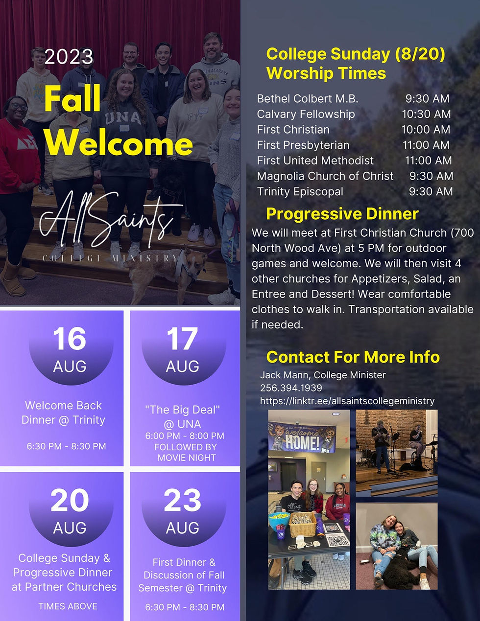 All Saints College Ministry Progressive Dinner