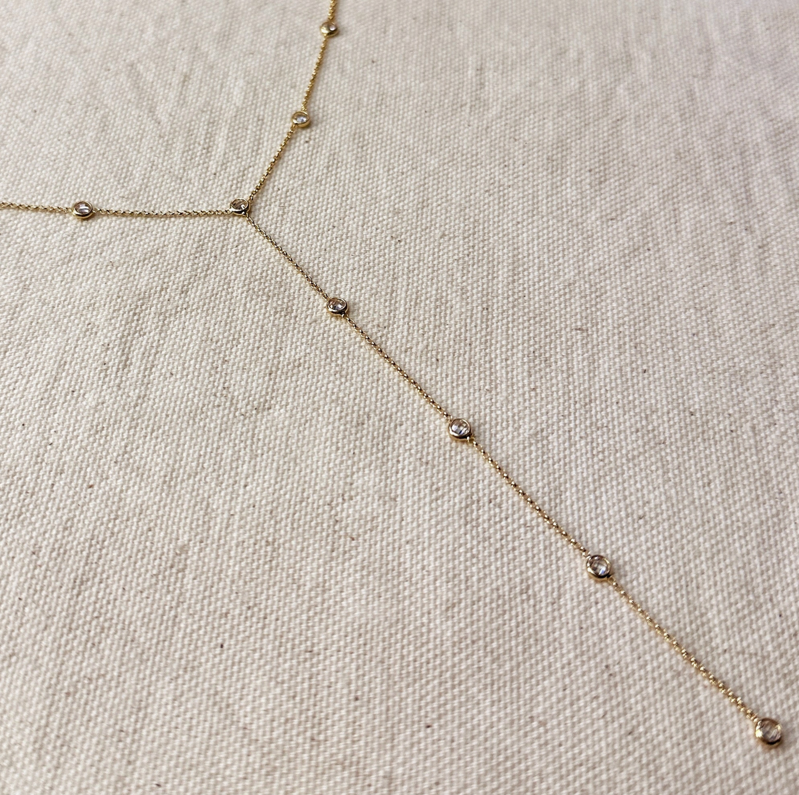 Lariat Necklace with Bezel CZ