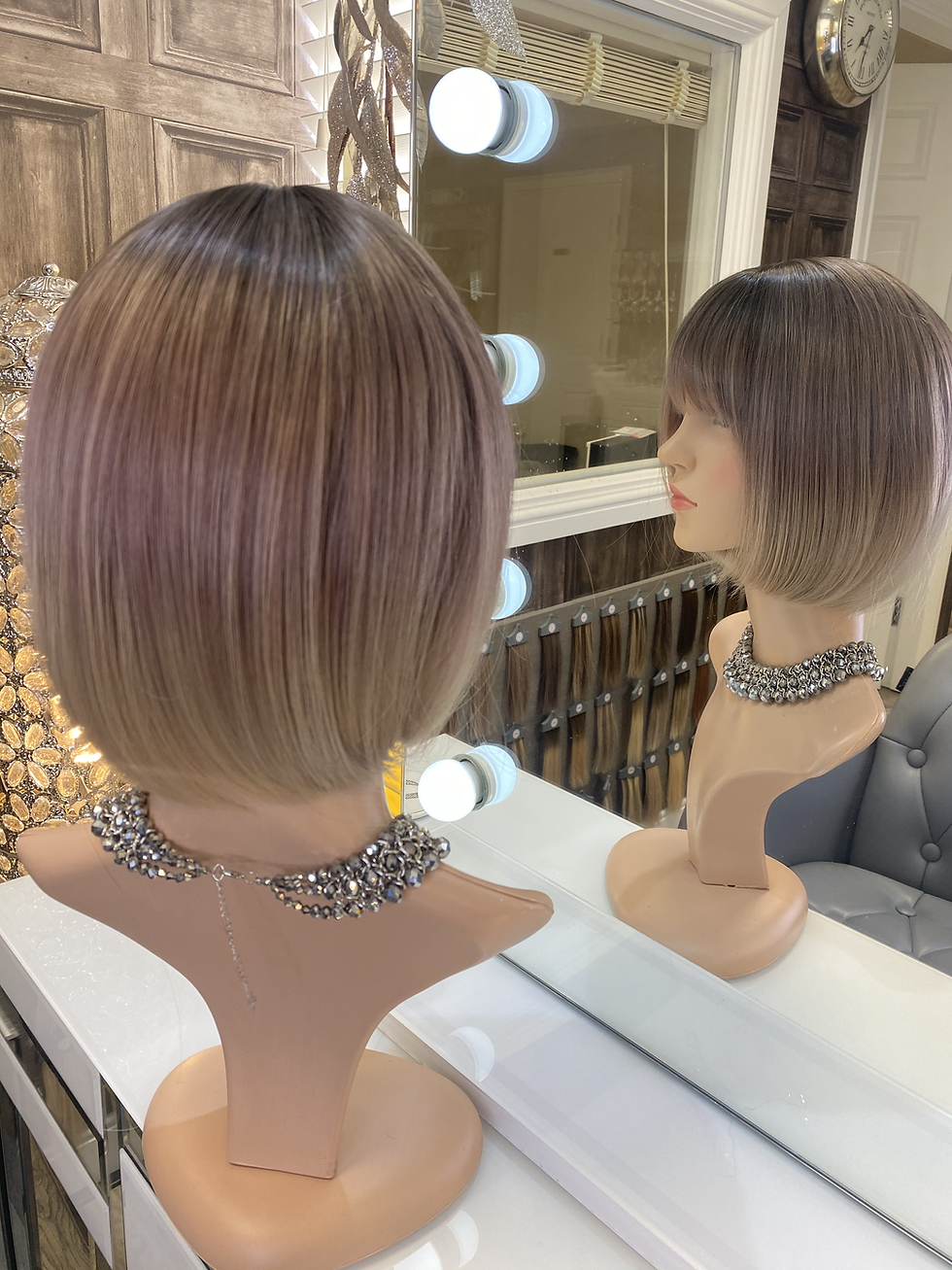 Miniatura: Rose Gold/Ash Blonde Bob Fibre Wig