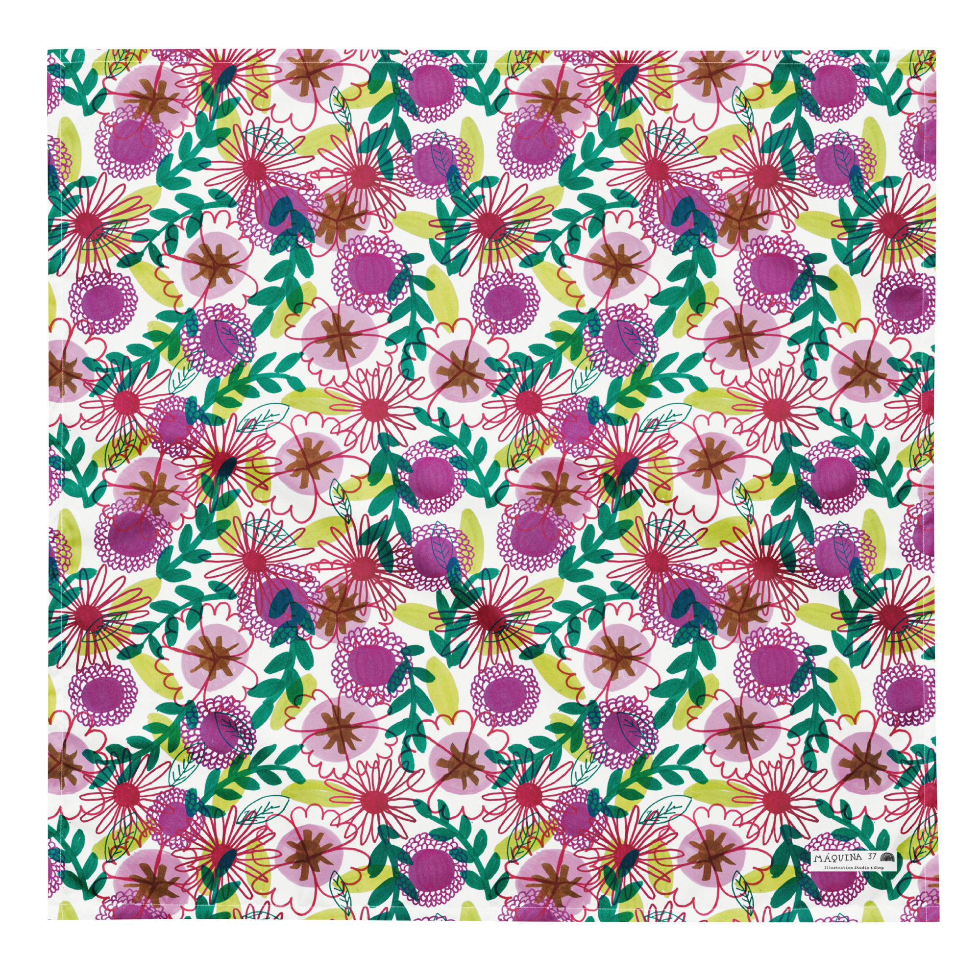 Sketchbook Flowers Bandana