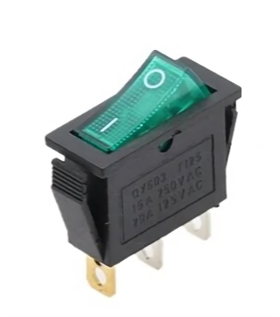 Thumbnail: 12V/240V Rectangular Switch Latching Rocker ON/OFF 3 Pin Red Green Blue Yellow