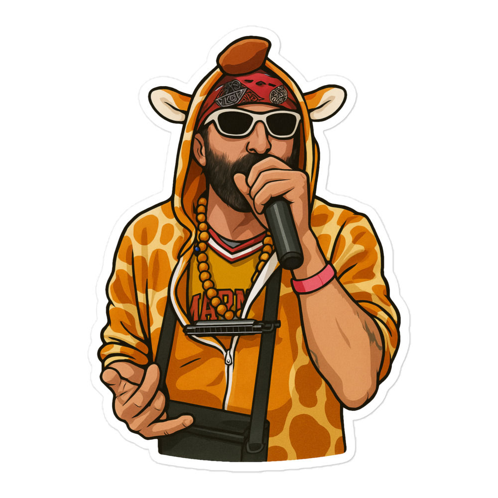 #FreeRobby Sticker – Giraffe Onesie. Mic in Hand. Chaos in the Streets.
