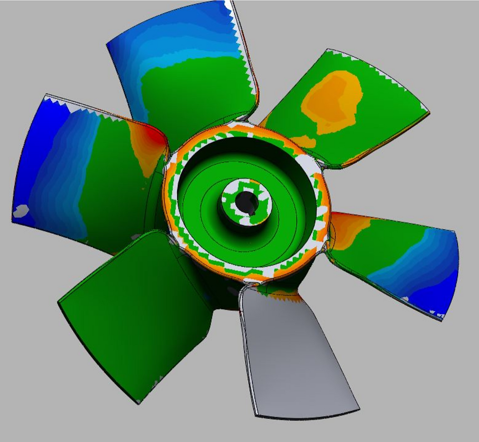 Geomagic Design X deviation analysis comparing a reconstructed CAD model with the original 3D scan data.