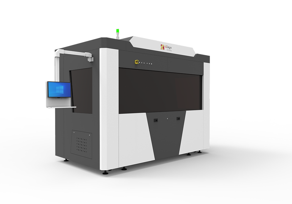 KINGS large-format industrial SLA 3D printer producing a large resin component.
