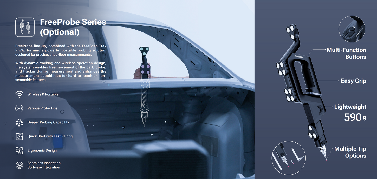 FreeScan Trak ProW with FreeProbe optical probing workflow