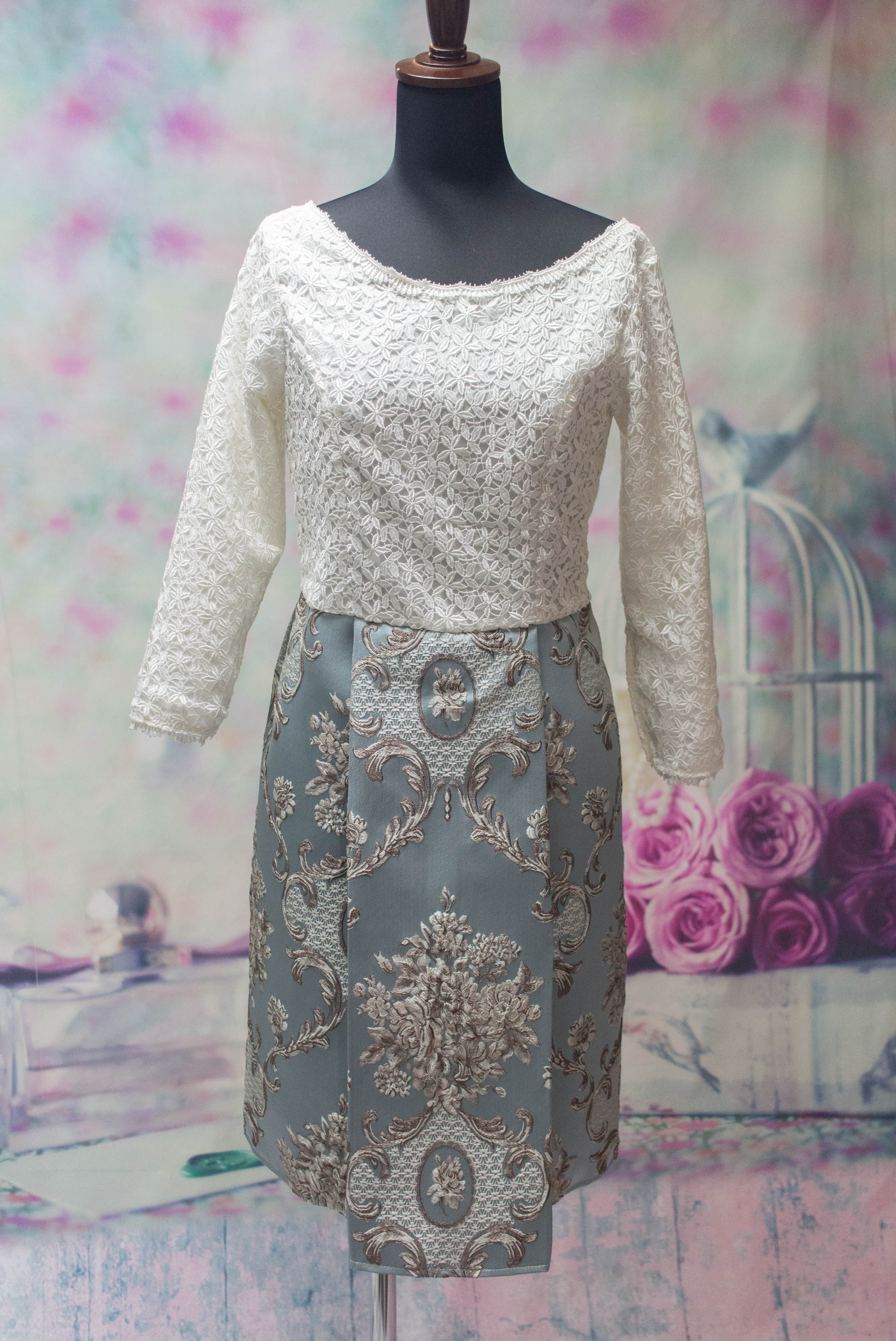 レース＆フラワー織ワンピース　＃４４