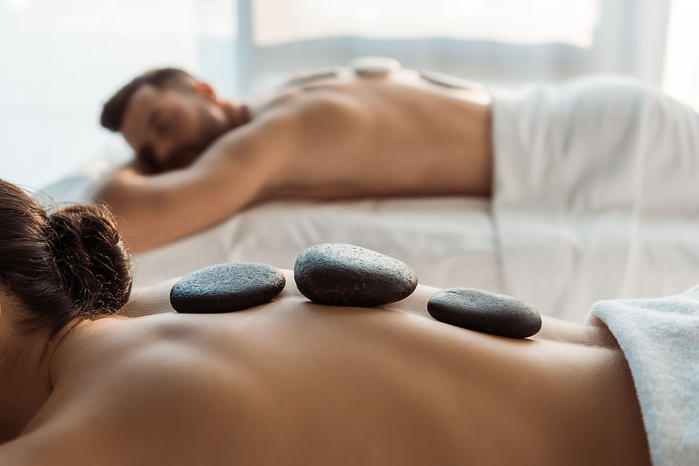 Hot stone massage treatment at Camelot Spa