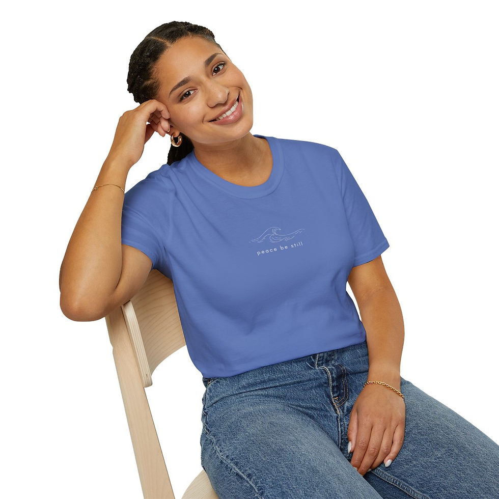 Thumbnail: Minimalist Peace be Still Softstyle T-Shirt, Spiritual Tee, Mindfulness Graphic