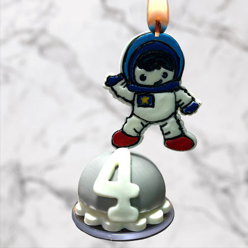Miniatura: Vela De Aniversário Em Biscuit Astronauta (1 Ao 10)
