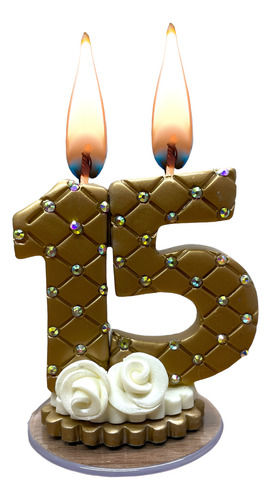 Miniatura: Vela Topo De Bolo Biscuit  15 Anos Cores Pronta Entrega