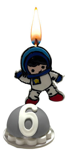 Miniatura: Vela De Aniversário Em Biscuit Astronauta (1 Ao 10)