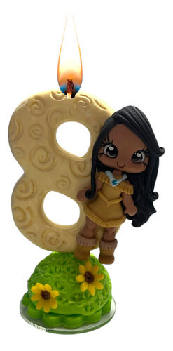 Miniatura: Vela Topo De Bolo Biscuit Princesa Pocahontas Pronta Entrega
