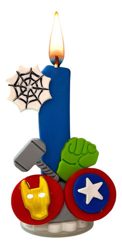 Miniatura: Vela Topo De Bolo Biscuit Herois Mod 1 Pronta Entrega