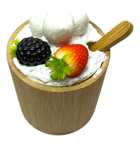 Pote Redondo Bambu Com Colher Açucareiro Decorado Biscuit