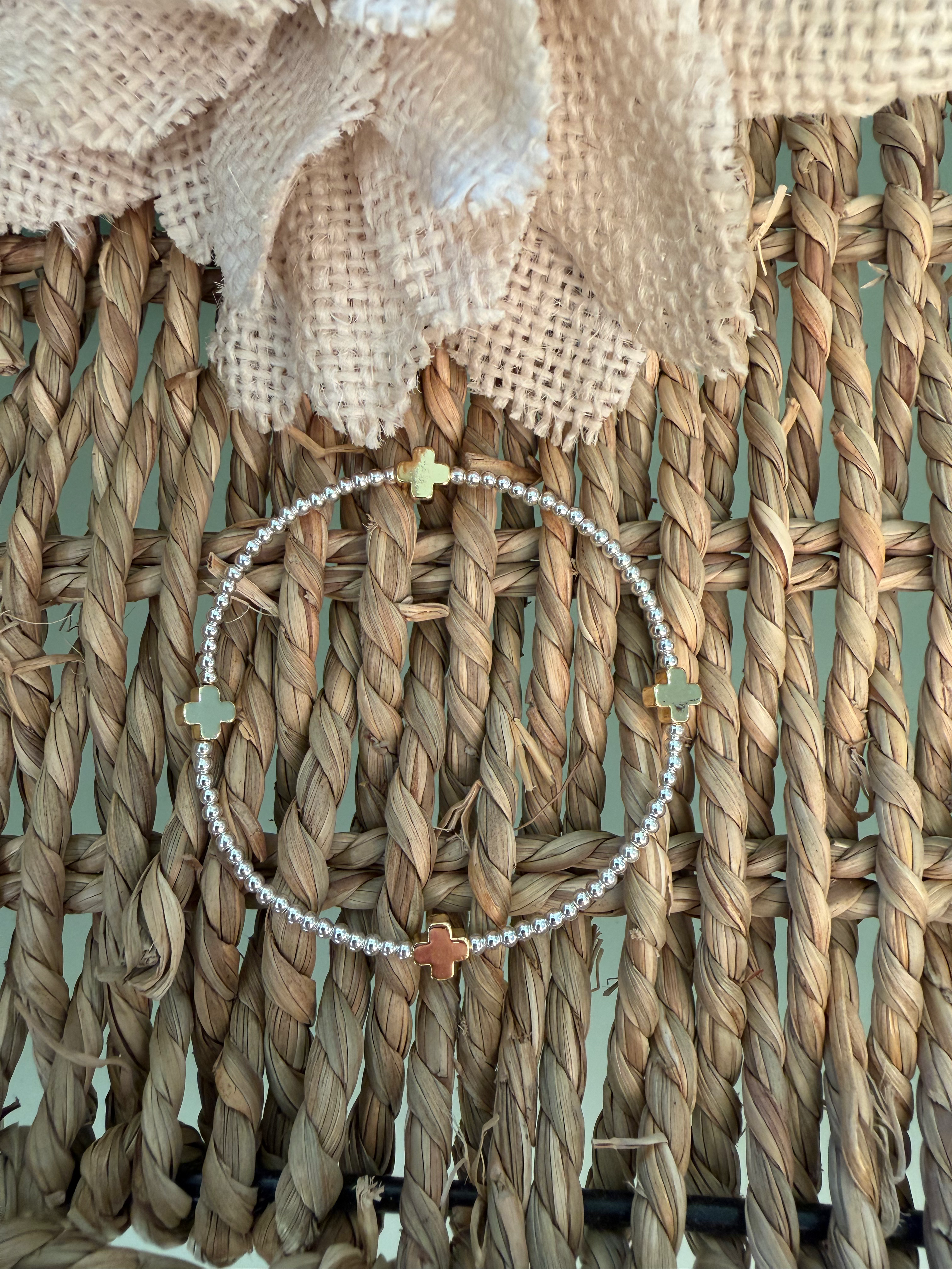 Mixed Metals Cross Bracelet