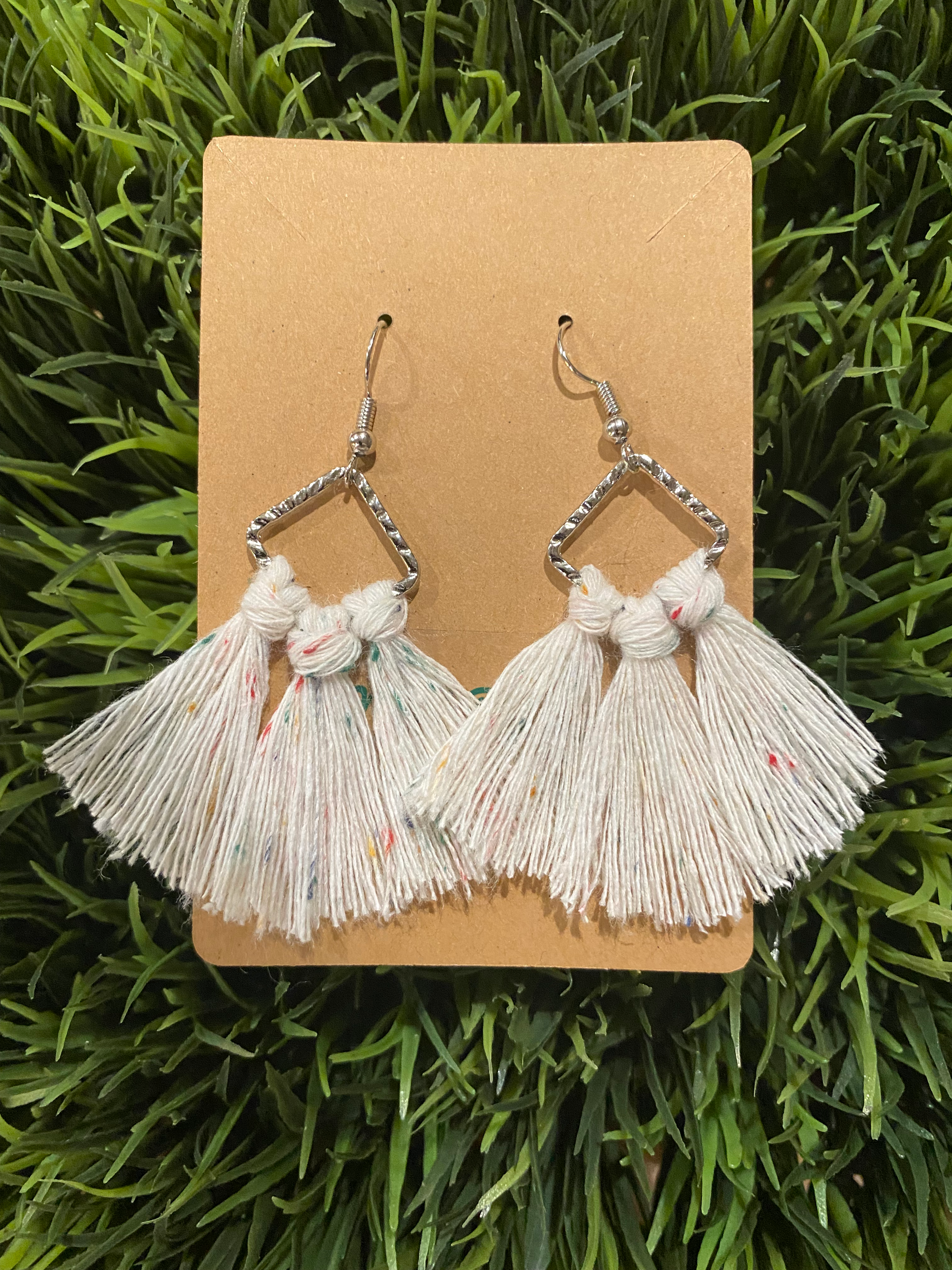 Square Party Macrame Earrings