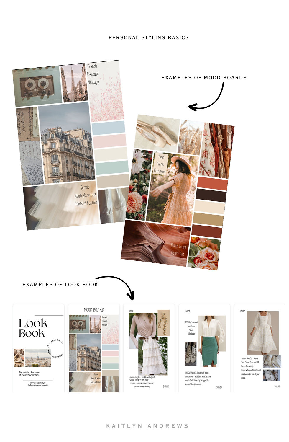 A sample of the lookbook that Kaitlyn Andrews create with her clients.