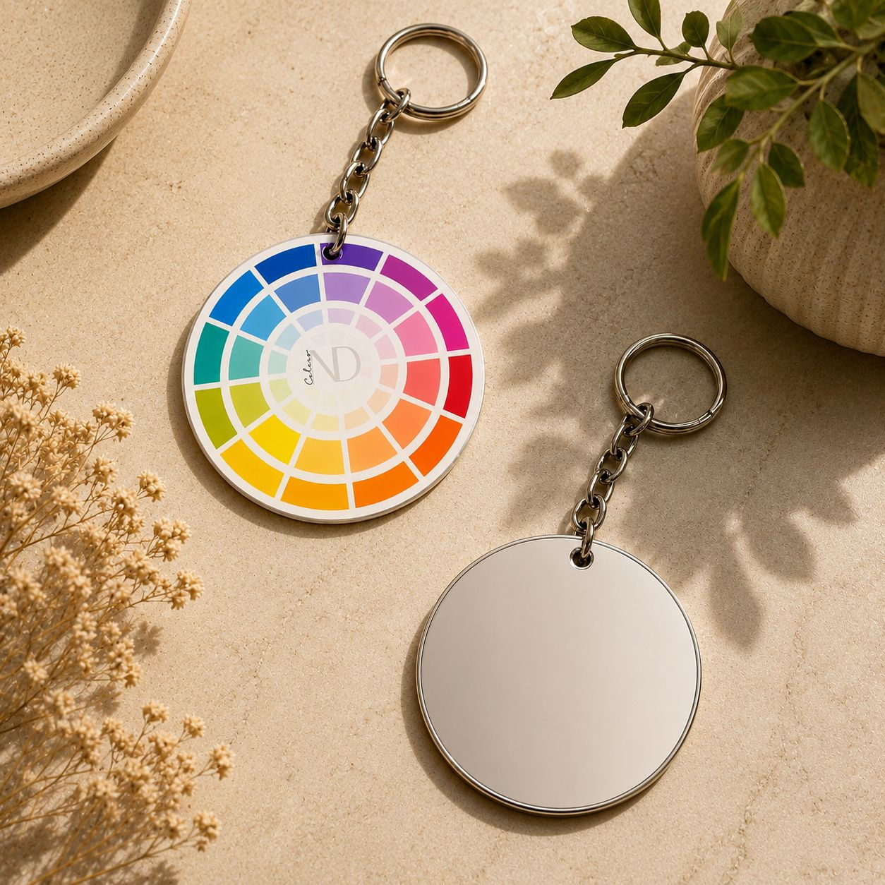 Chaveiro com Espelho e Círculo Cromático Personalizado