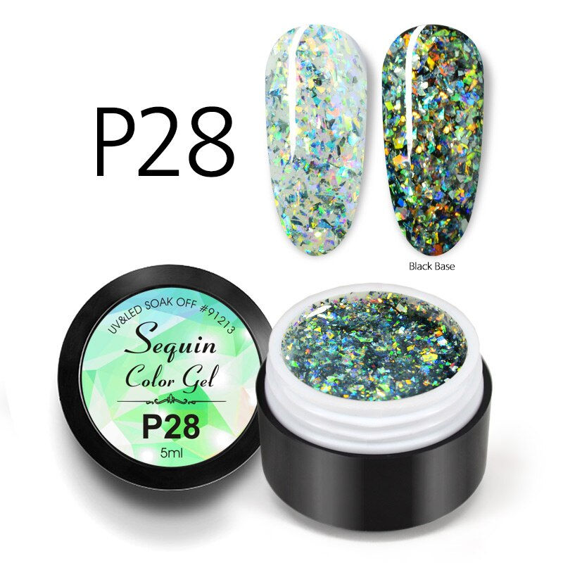 Miniature : 91213 Sequin Color Gel Painting Lacquer Polish 5ml Jar Professional Manicure 