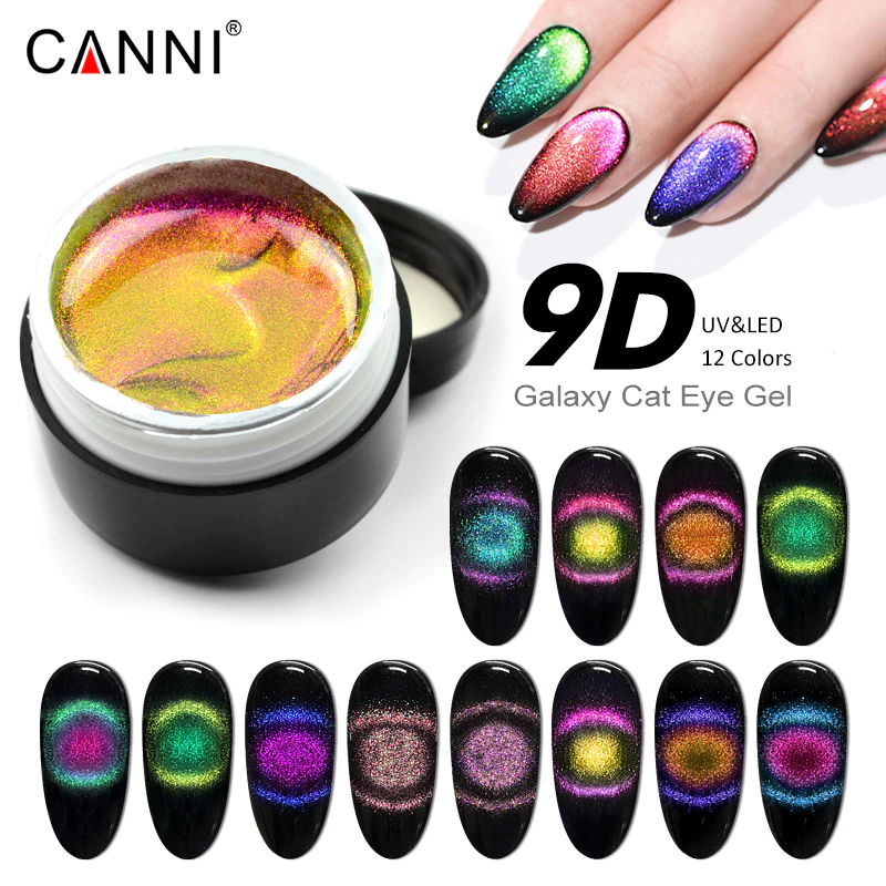 Miniature : CANNI 9D Cat Eyes 5ml 12 Colors Galaxy Magnetic Gel Polish Nail Art Design 
