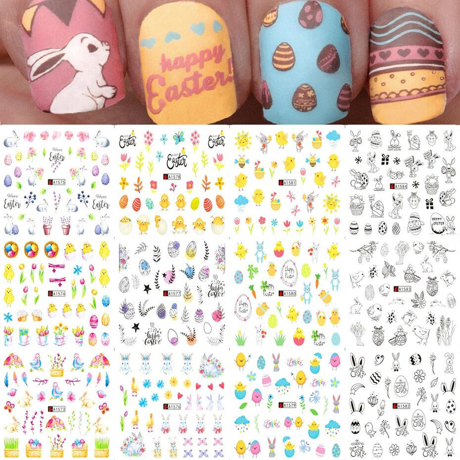 Miniature : 12pcs Leopard Nail Sticker Sexy Wild Animal Water Decal Letters Geometric U