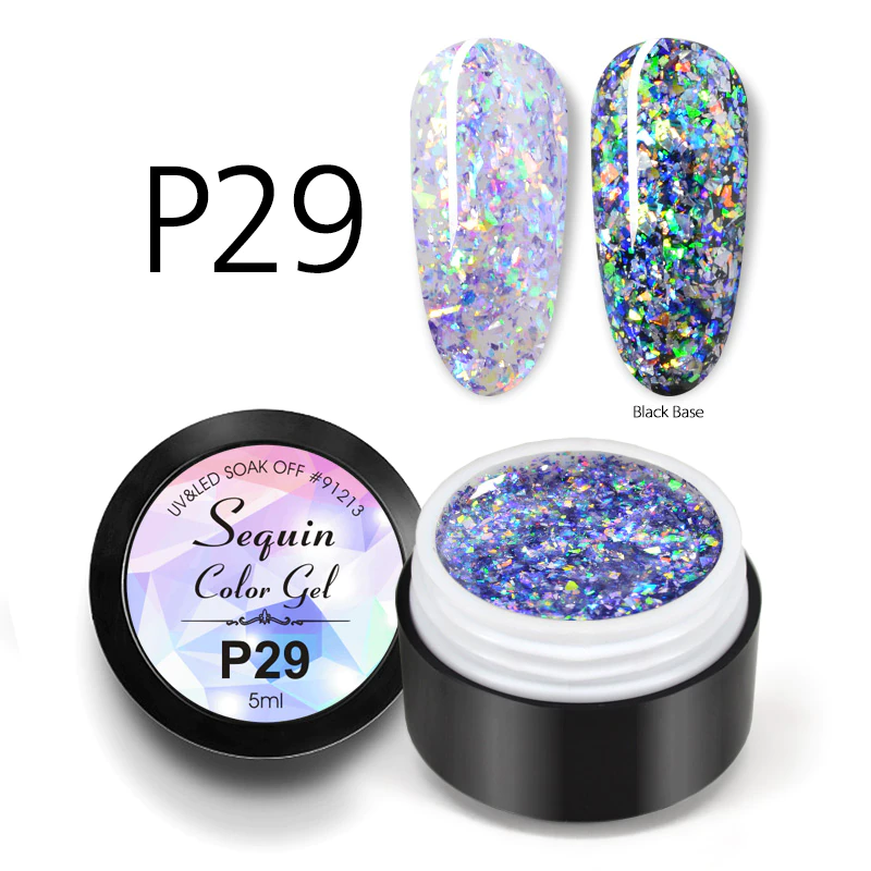 Miniature : 91213 Sequin Color Gel Painting Lacquer Polish 5ml Jar Professional Manicure 
