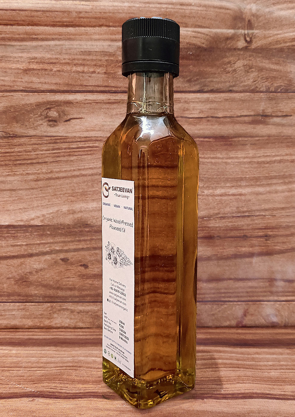 Thumbnail: Satjeevan Organic Wood-Pressed Flaxseed Oil 250ml