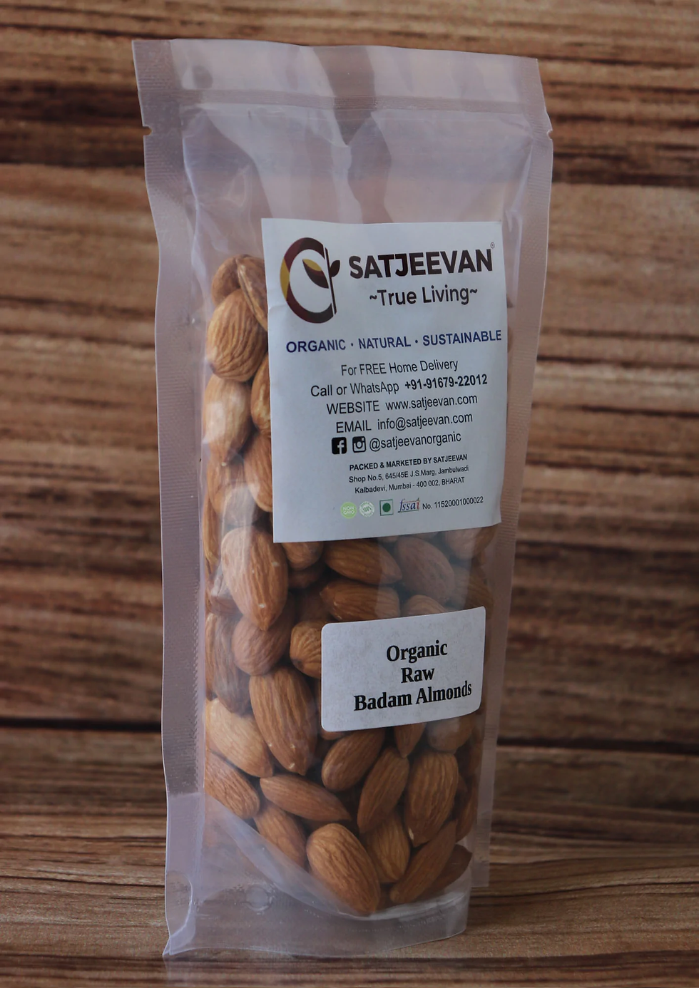 Thumbnail: Satjeevan Organic Raw Badam Almonds 200g