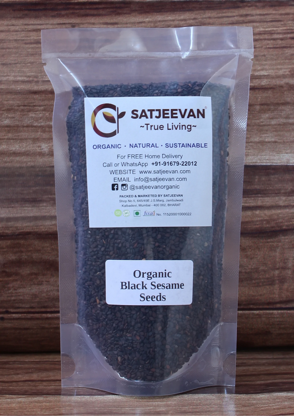 Satjeevan Organic Black Sesame Seeds 250g