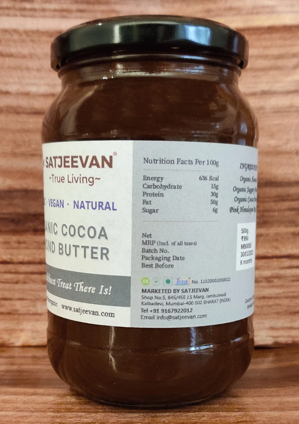 Thumbnail: Satjeevan Organic Cocoa Almond Butter 500g