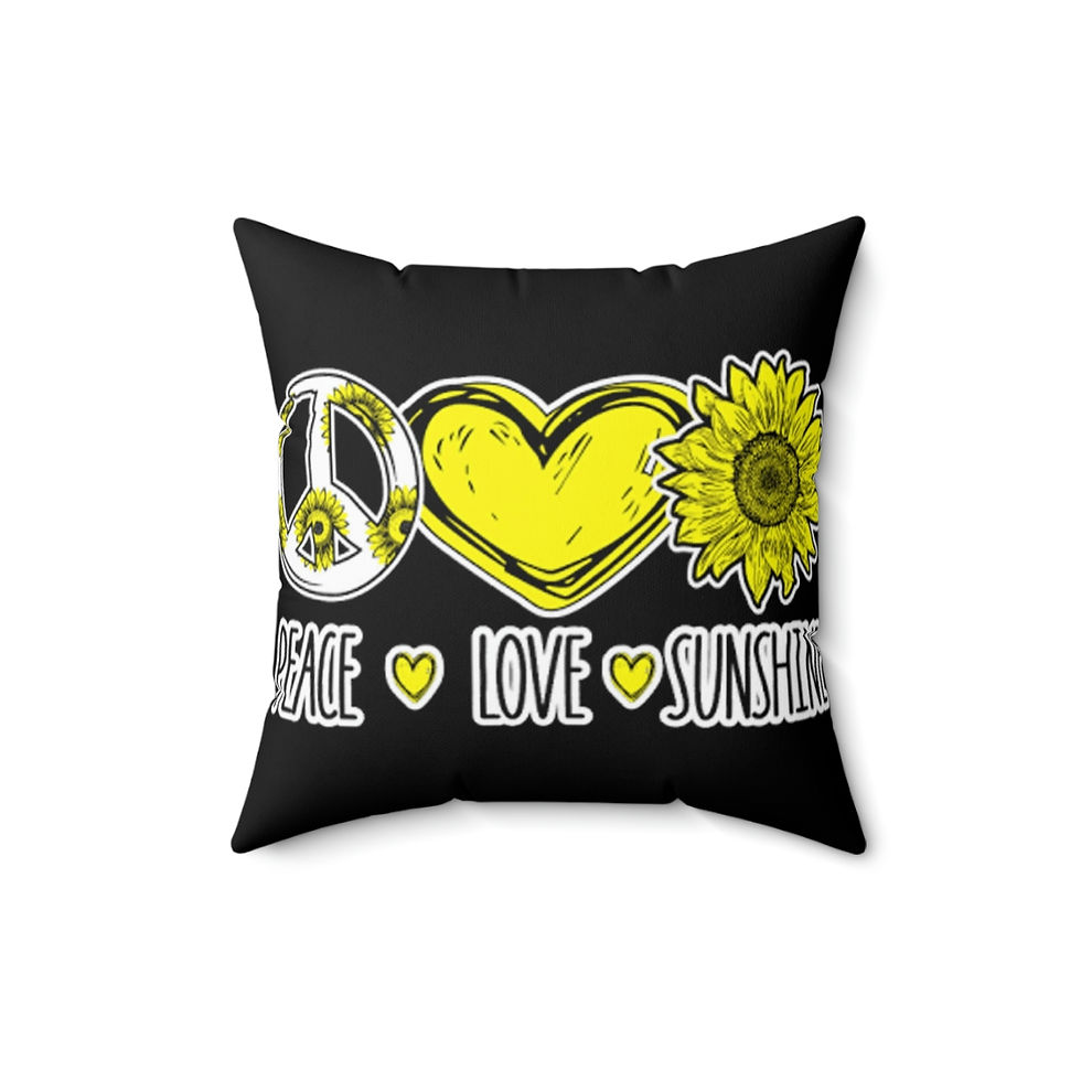 Thumbnail: Peace, Love, Sunshine Spun Polyester Square Pillow