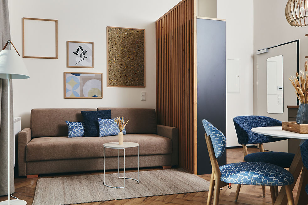 Penthouse Apartment mit 2 SZ & Stockbett -Wohnzimmer