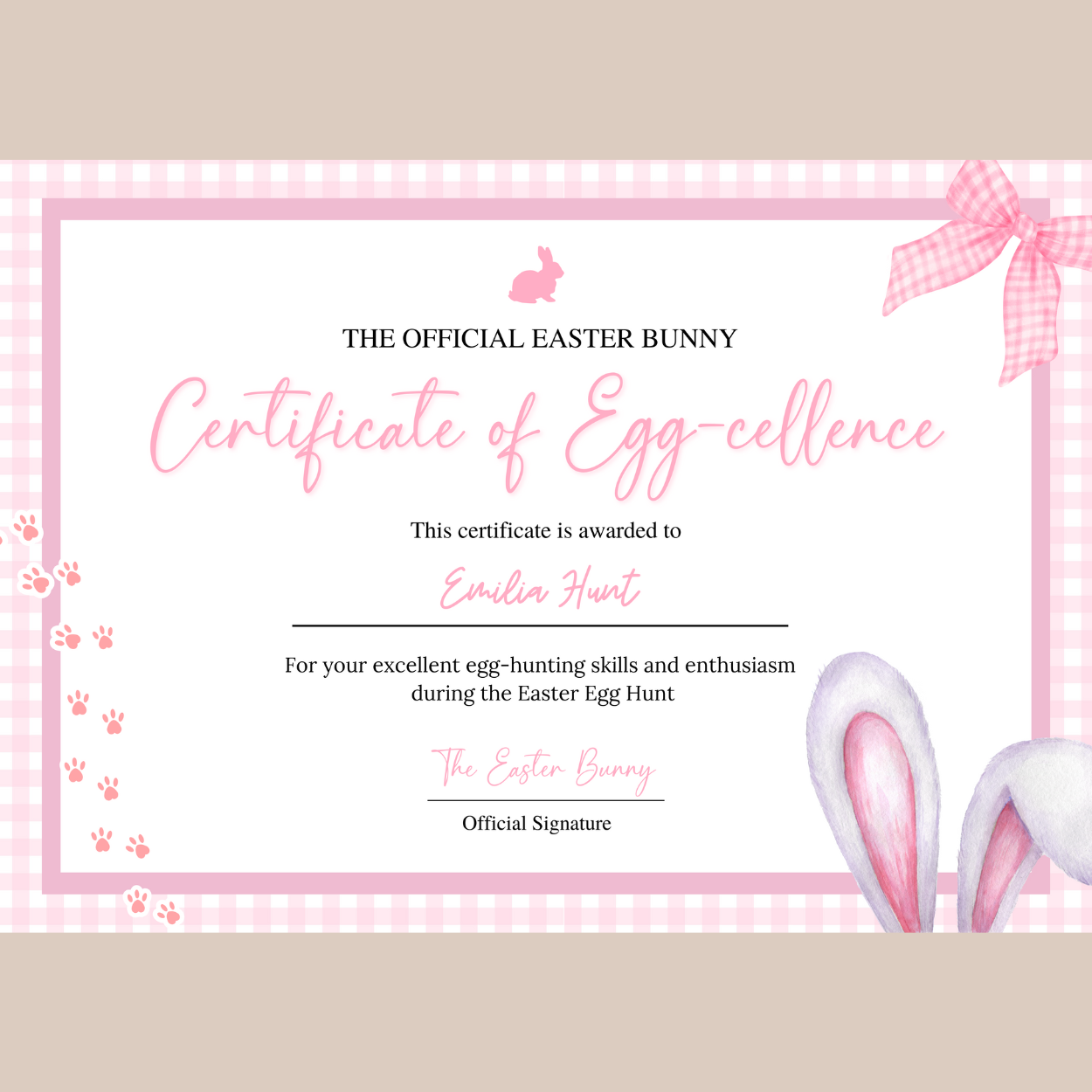 Certificate of Egg-cellence - Pink