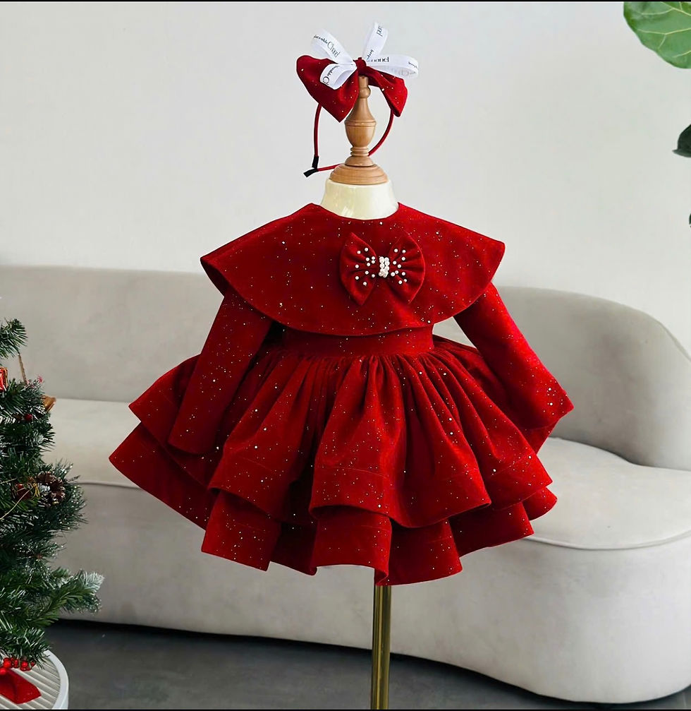 Thumbnail: Crimson Sparkle Velvet Princess Dress
