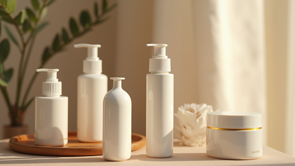 Close-up view of a skincare routine with natural products