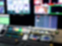 Television broadcast control room monitors in the master control centre of a TV network. B