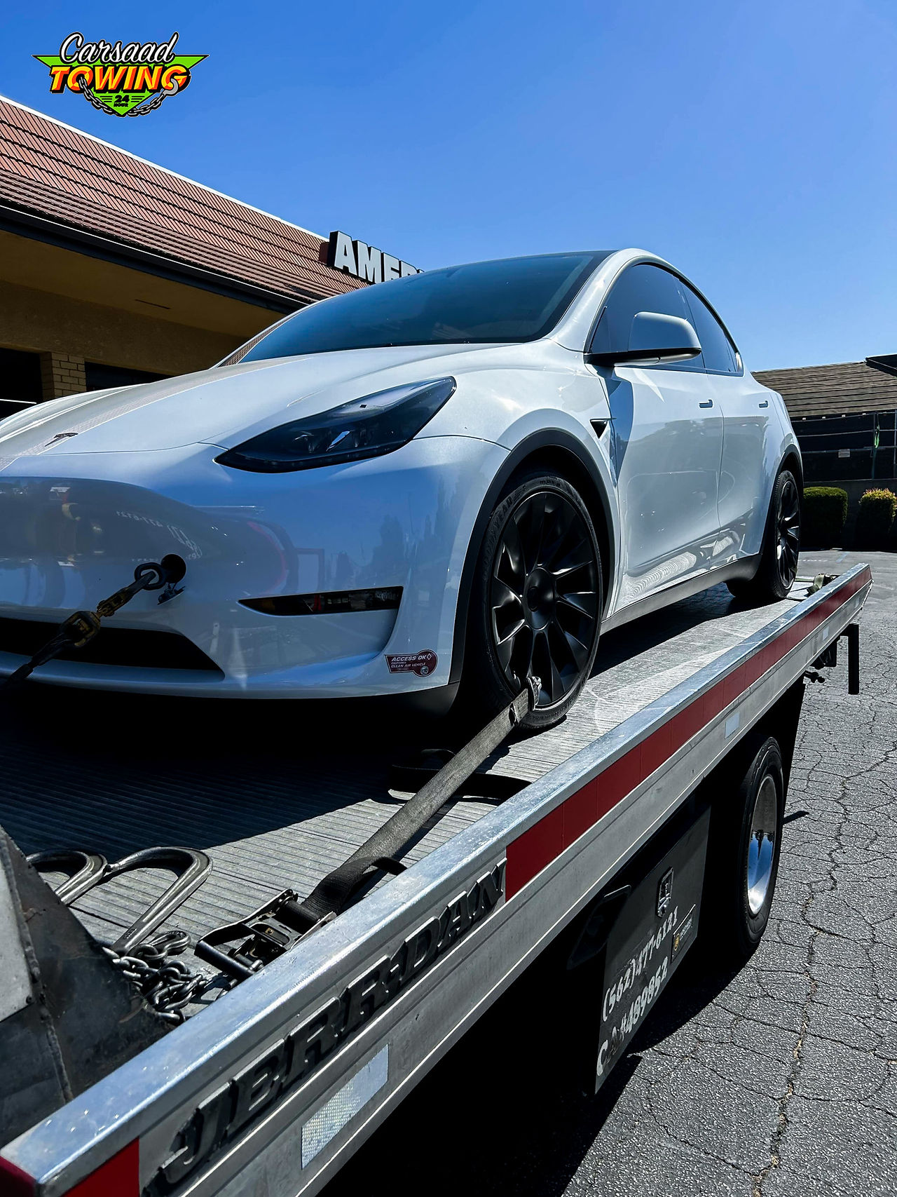 Tesla on a flatbed