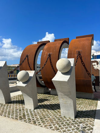 Rihanna decorative panel National Heroes Barbados Corten Monument