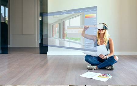 Woman on the floor with VR
