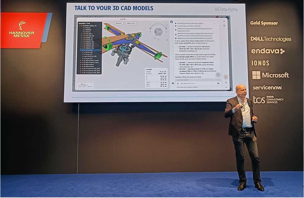 How can frontier AI models understand 3D CAD models. Jakub Zavrel (Zeta Alpha) at Hannover Messe 2026