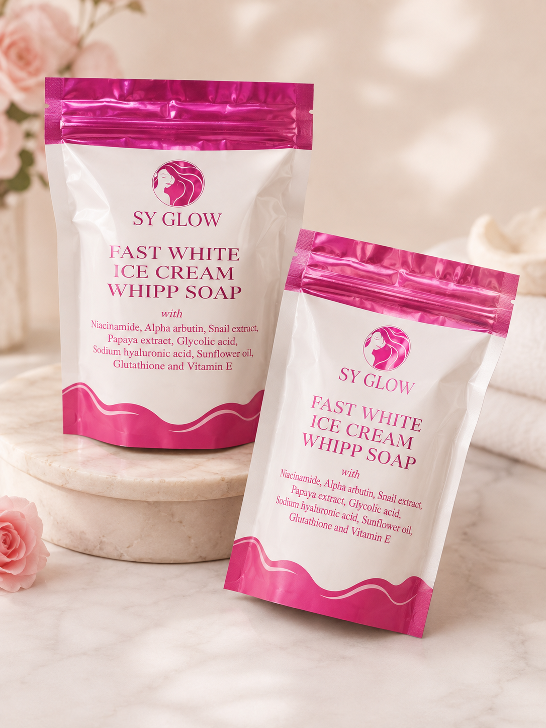 SY Glow Fast White Ice Cream Whipp Soap – 130g