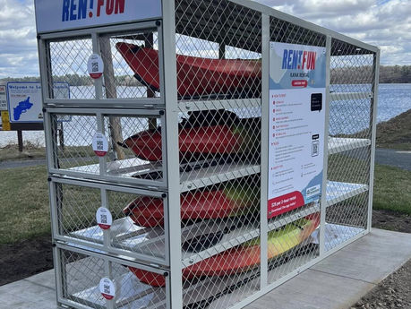 Kayaks available to rent at Lakeside Park
