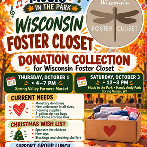 Wisconsin Foster Closet Donation Drive - October 1st & 3rd