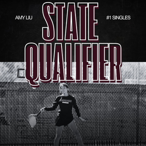 MHS senior Amy Liu competing at WIAA State Tennis Tournament