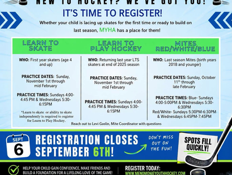 Menomonie Youth Hockey registration information