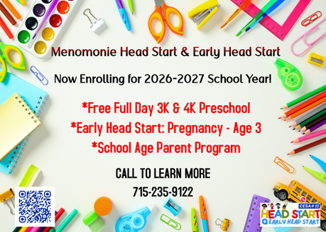 Menomonie Head Start enrolling for 2026-27 school year