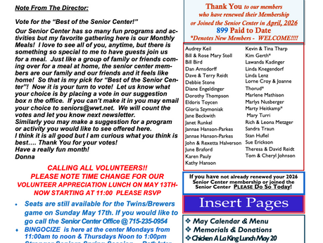 Senior Center Newsletter - May 2026
