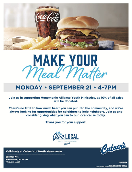 Make Your Meal Matter at Culver's North - Sept. 21st